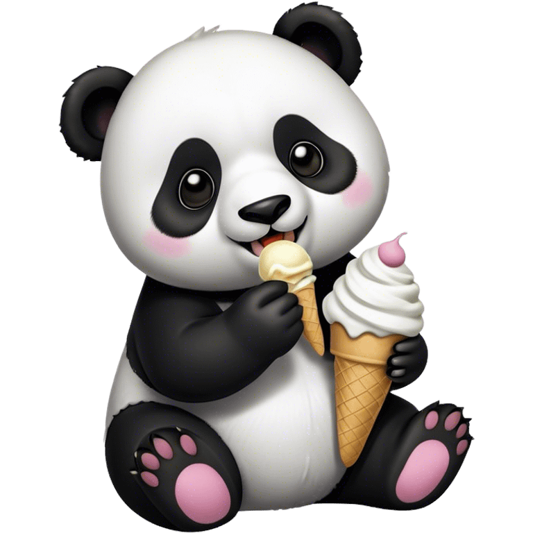 Panda eating ice cream emoji