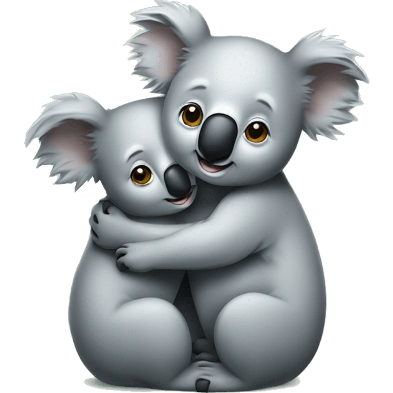 a male koala bear hugging a female koala bear emoji