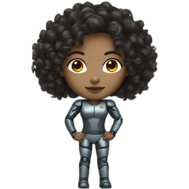 robot white woman dark curly hair emoji