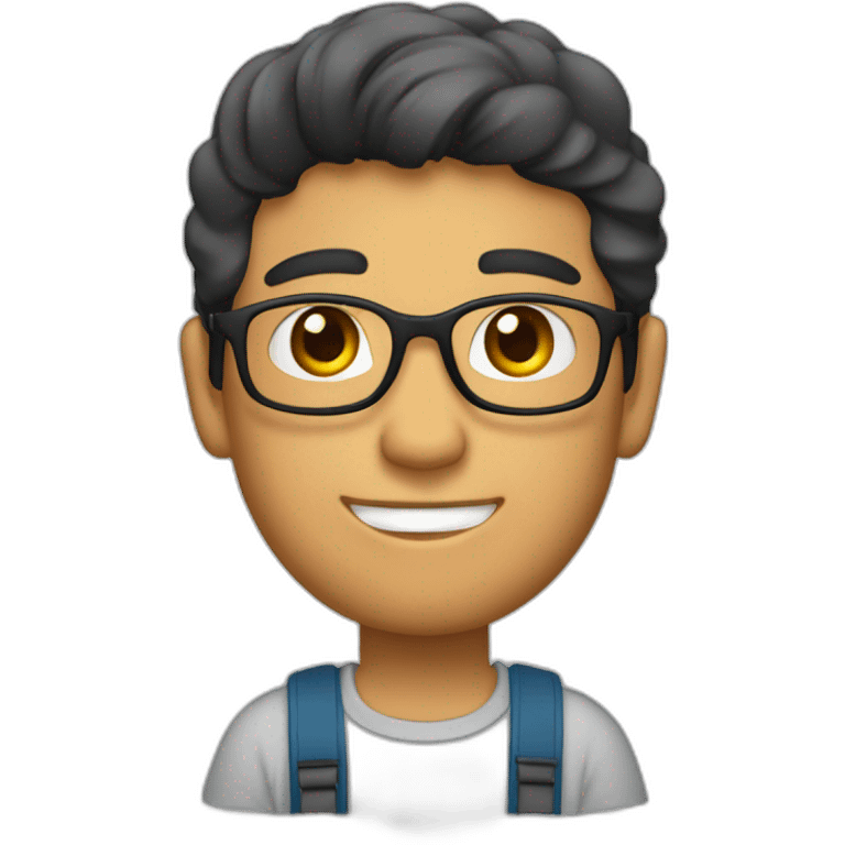 nino diseñador grafico con computadora en la mano emoji