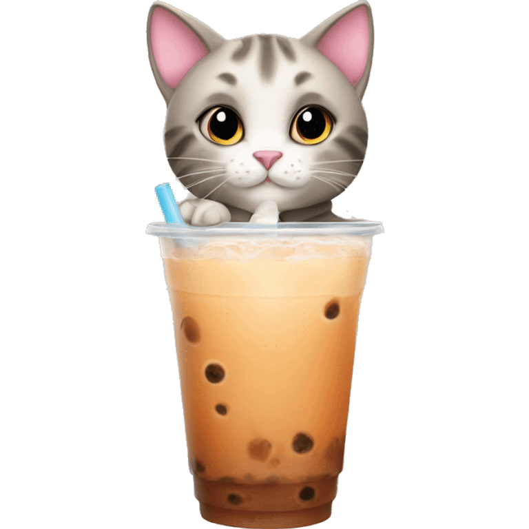 Cat drinking bubble tea  emoji