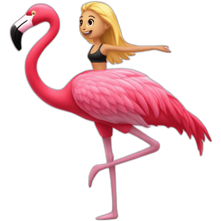 Flamingo fitness girl flying emoji