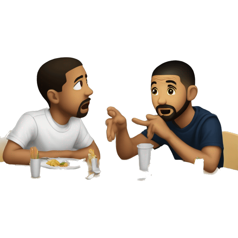 Kendrick and drake in school lunch table arguing emoji