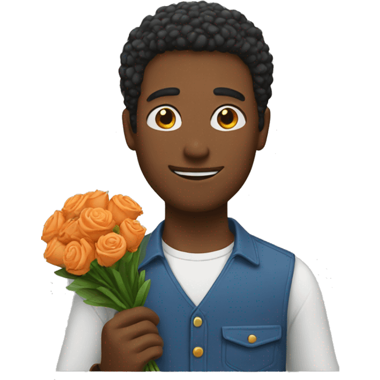 Guy holding flowers  emoji