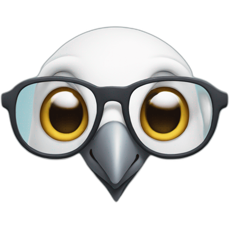 funny nerd dove with glasses pointing up emoji