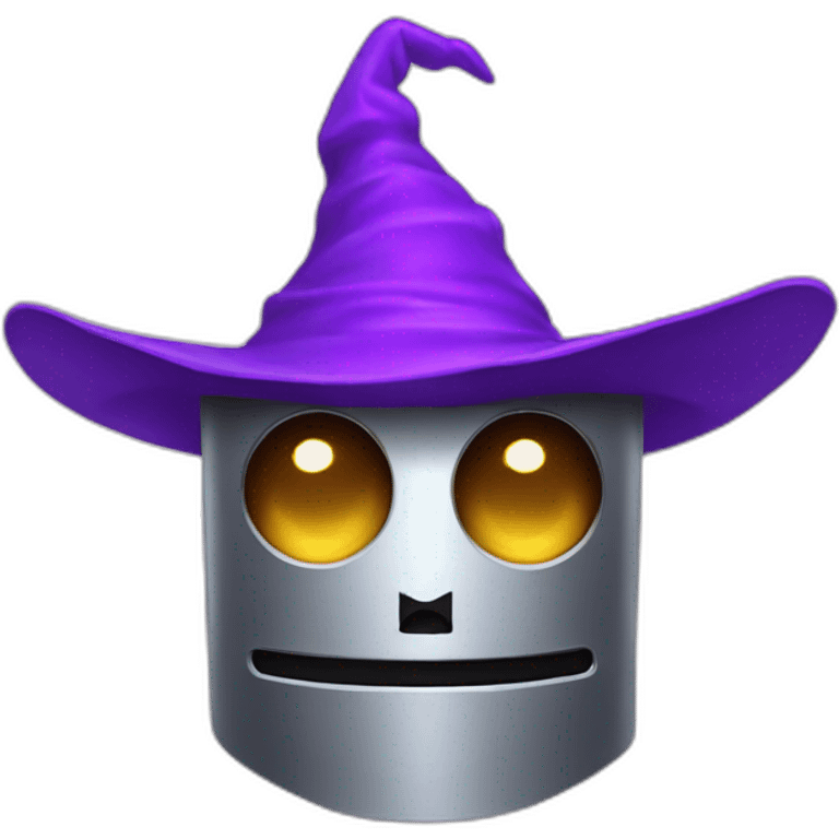 robot with  purple wizard hat emoji