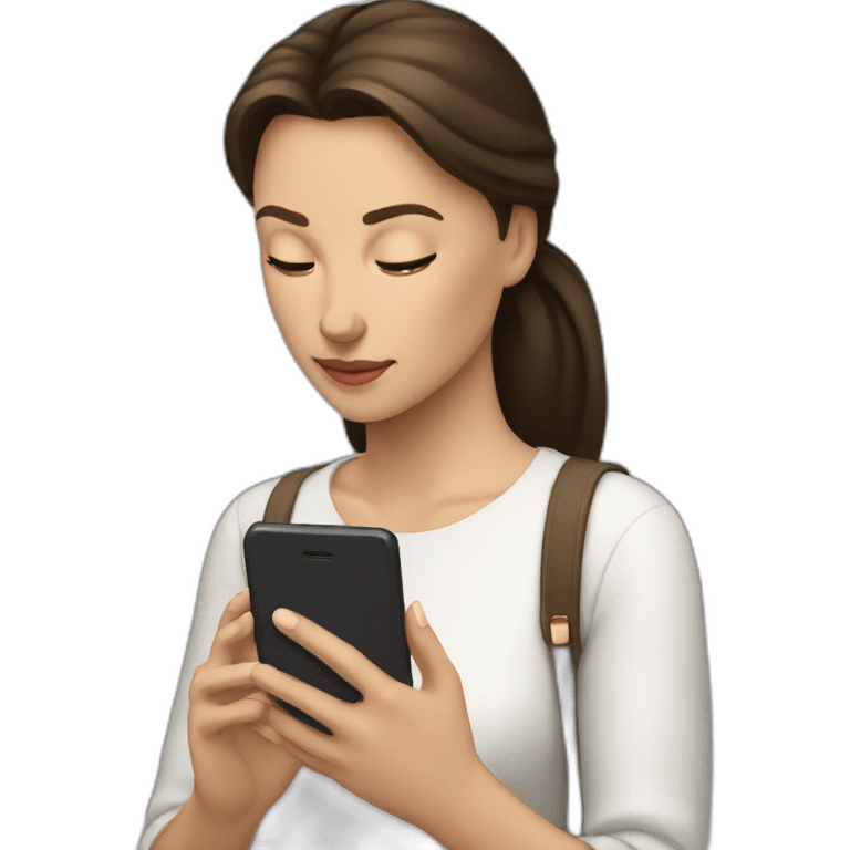 brunette lady looking down on her phone emoji