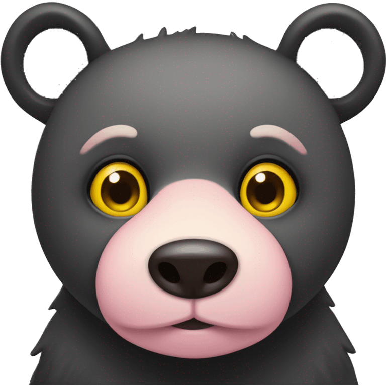 black bear with one yellow eye and a light pink tummy emoji