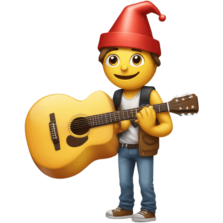 guy holding guitar and iph with party hat  emoji