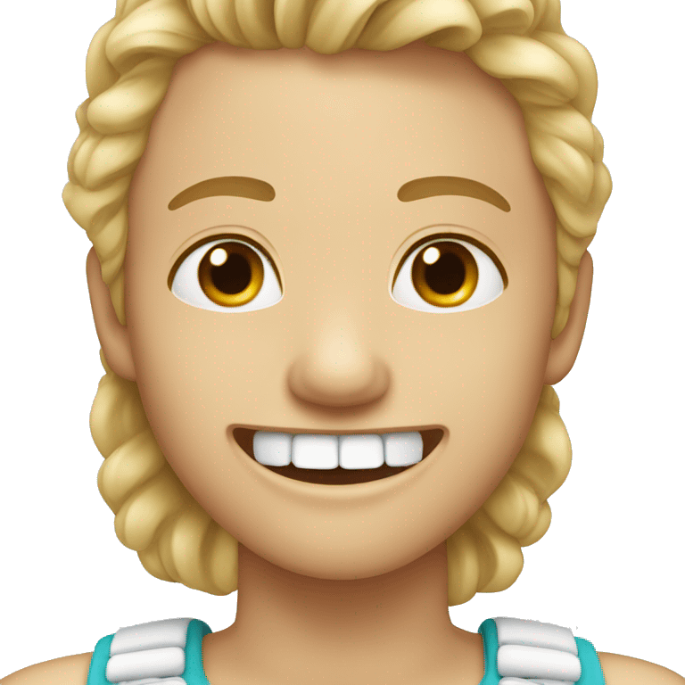 person with braces on teeth smiling emoji