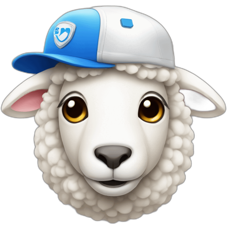 a sheep with a dropbox badge as hat emoji