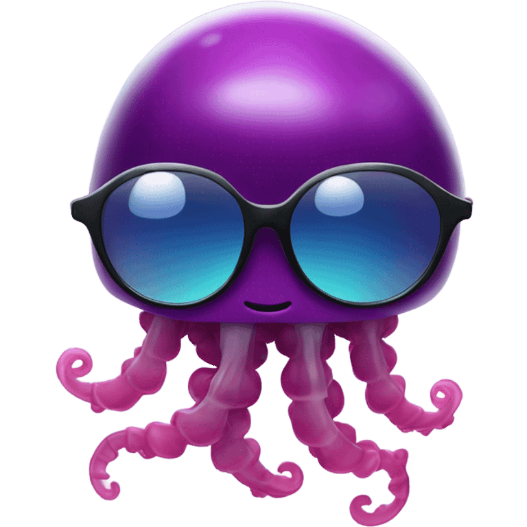 Jellyfish with cool glasses holding a grape emoji