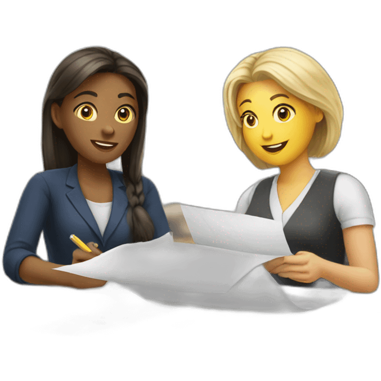 two white women filling paperwork emoji