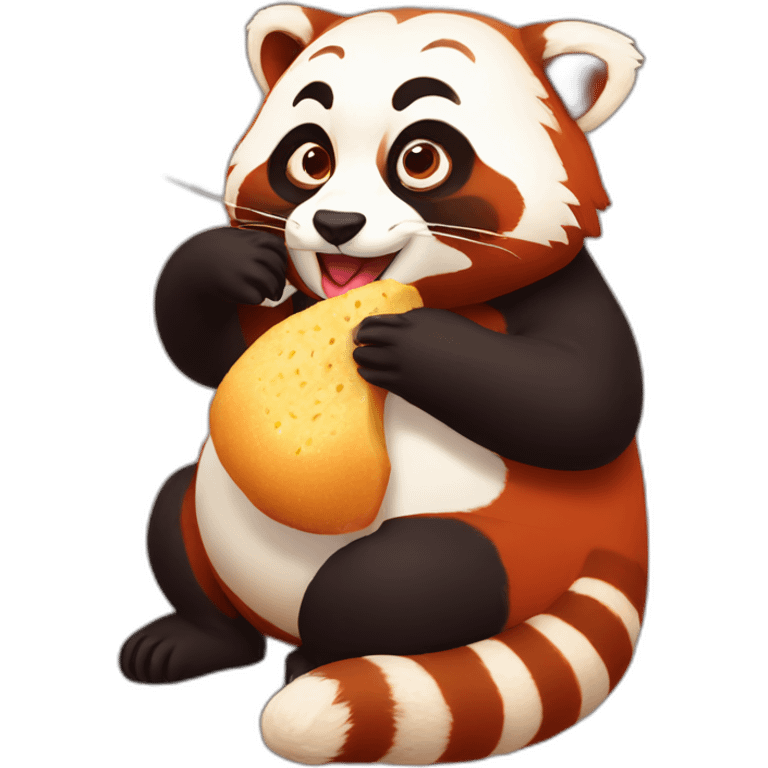 Fat red panda eating emoji