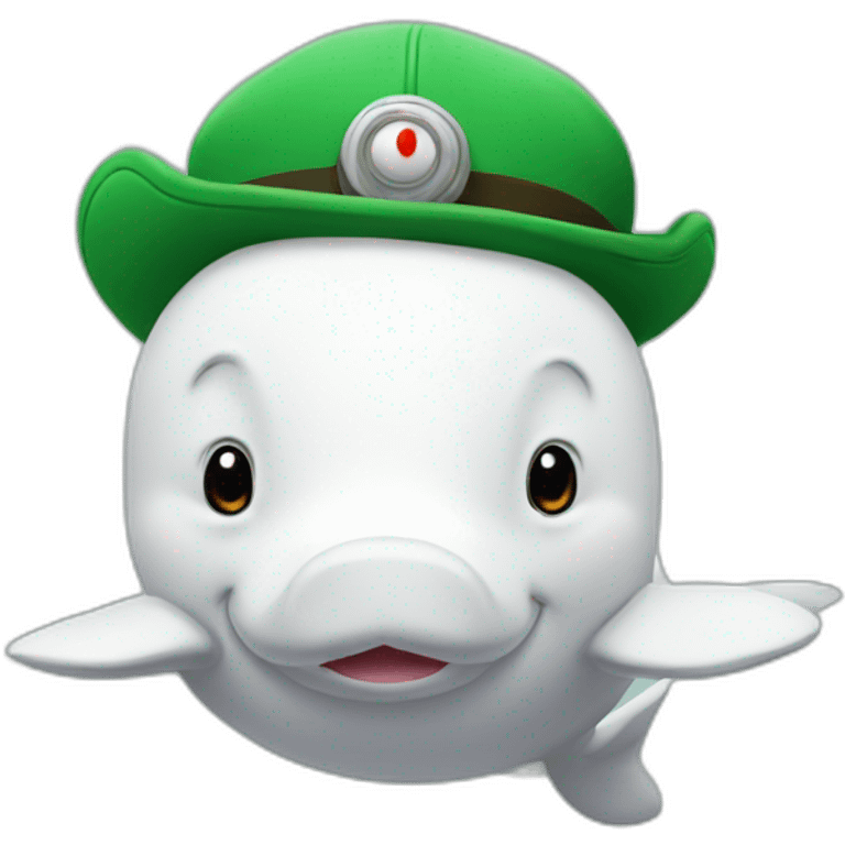 Beluga with luigi hat and mustache emoji