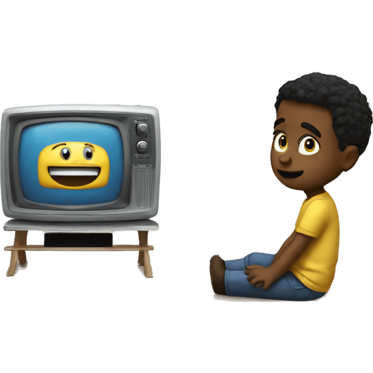 A 3 year old waching tv emoji