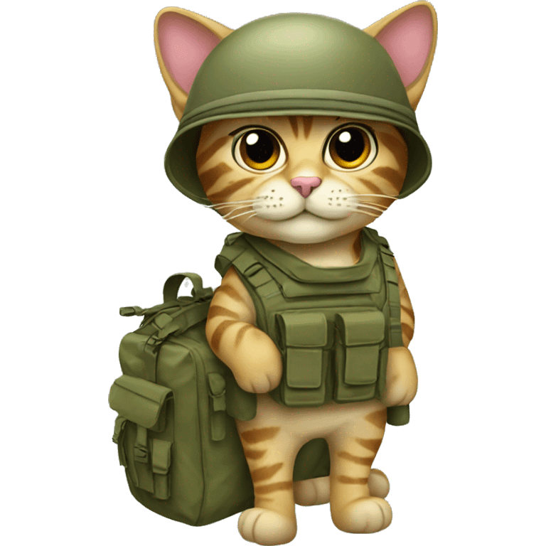 military cat with bag emoji