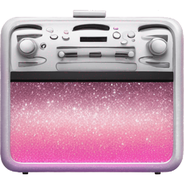 Pink ombre music device with glitter emoji