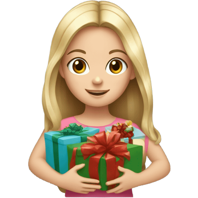 Young white girl opening christmas presents  emoji