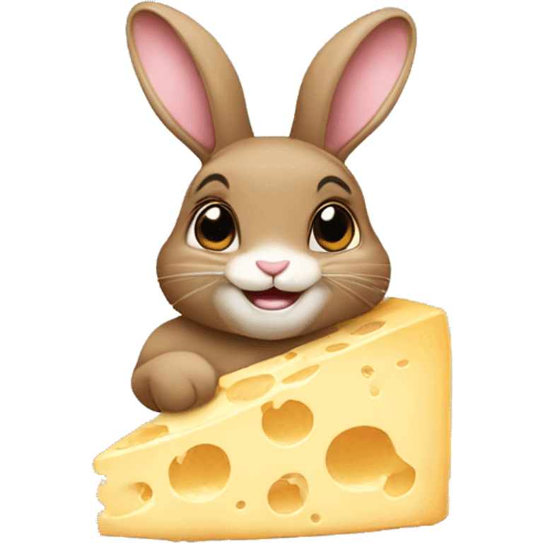 bunny with a cheesekace emoji