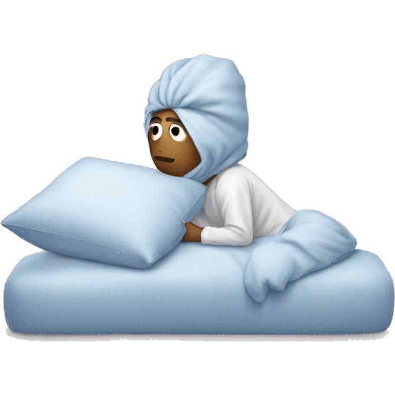 man with pillow head in pajamas emoji