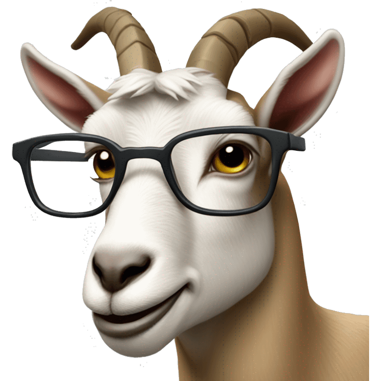 a goat wearing eyeglasses with thin frames. emoji