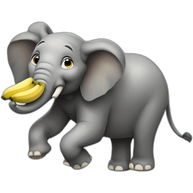 An elephant running by eating bananas emoji