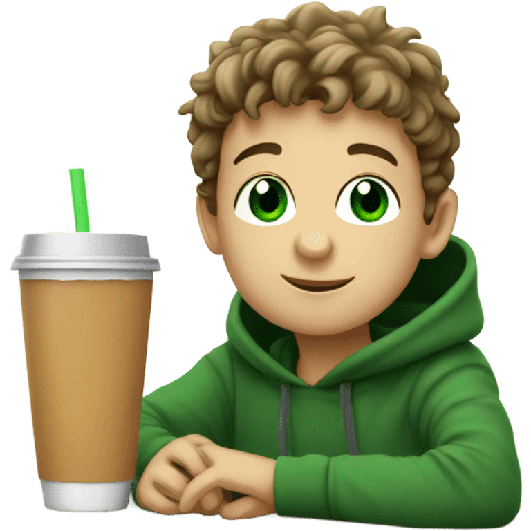 boys enjoying warm drinks w green eyes emoji