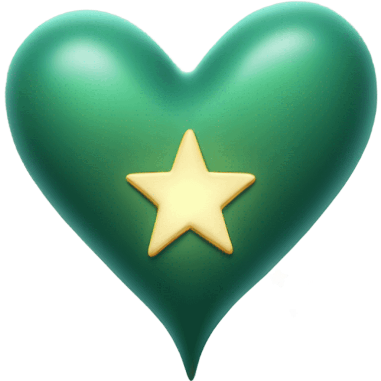 Dark sage green heart with a shooting star flying around it  emoji