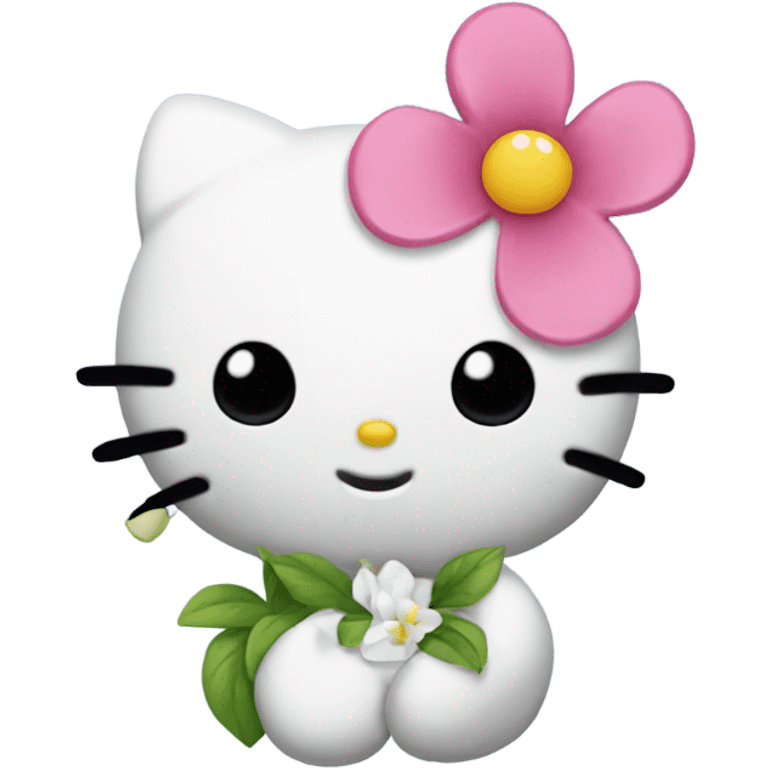 Hello kitty with a flower emoji