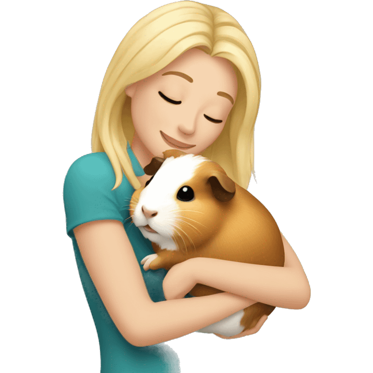 Blonde Woman hugging a guineapig emoji