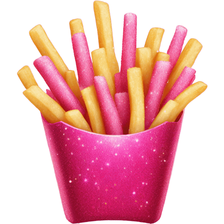 Hot pink French fries with glitter  emoji