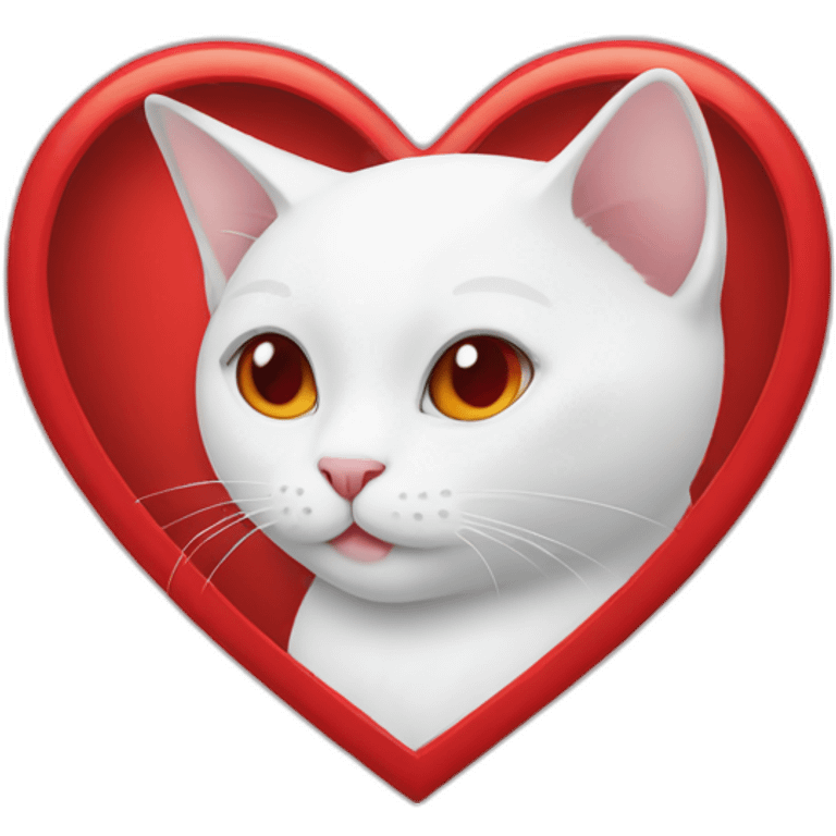 White cat in a red heart emoji