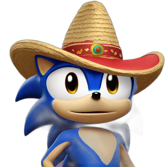 Sonic the hedgehog wearing sombrero emoji