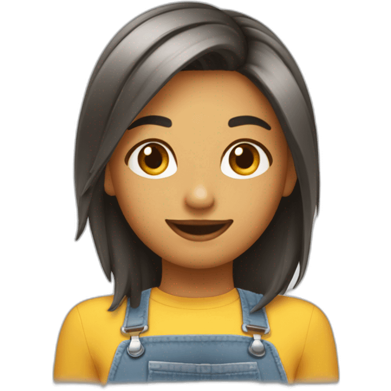 Fille avec une friteuse sur ces cheveux emoji