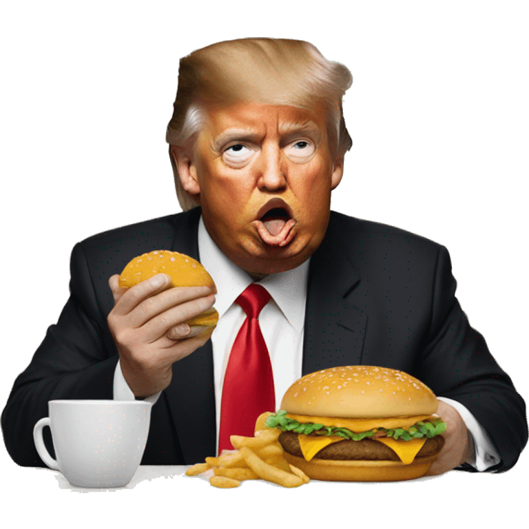 Donald trump eating McDonalds with Jesus emoji