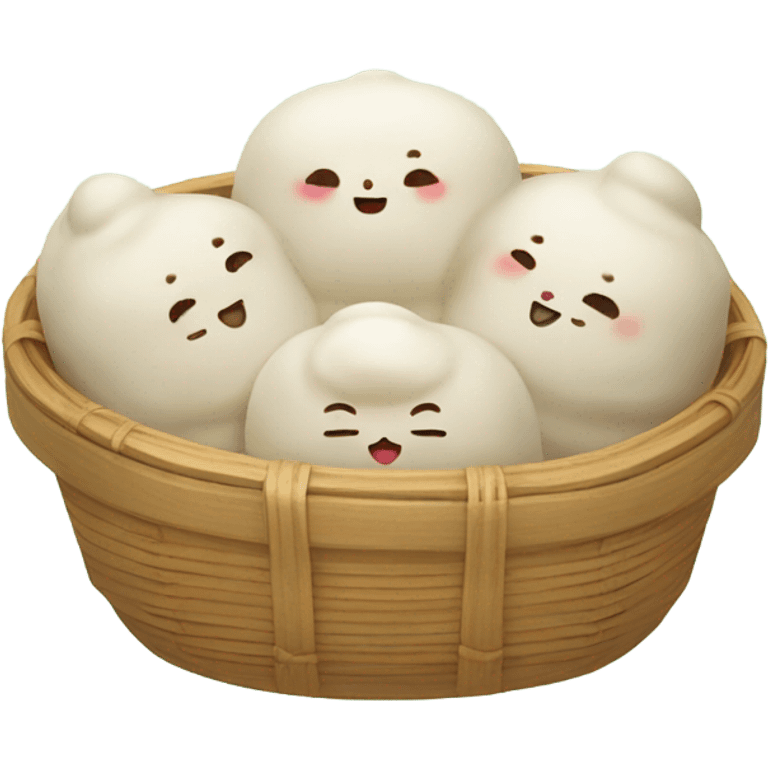 japanese bao buns in steamer basket emoji