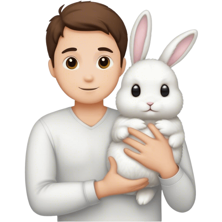 Man holding a bunny emoji