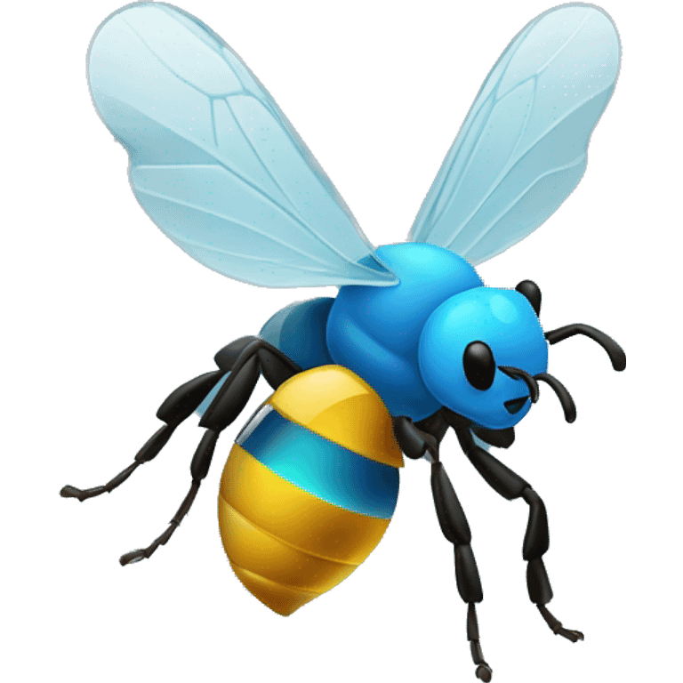 blue minimal crystal bee emoji