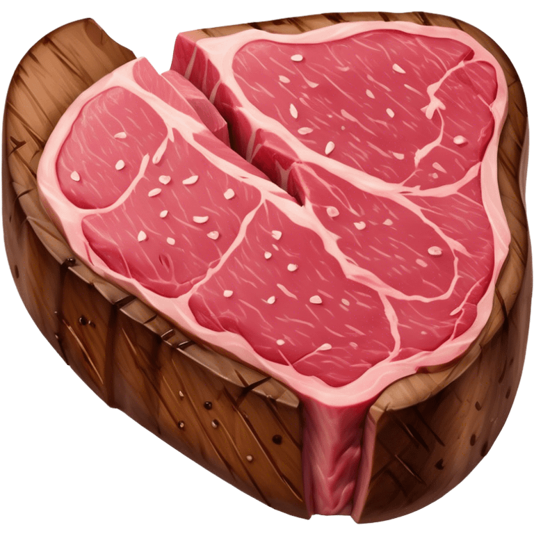 Cinematic thick-cut steak, perfectly seared with grill marks, a juicy pink center, rich and savory, warm glow, sizzling and mouthwatering, highly detailed and appetizing. emoji