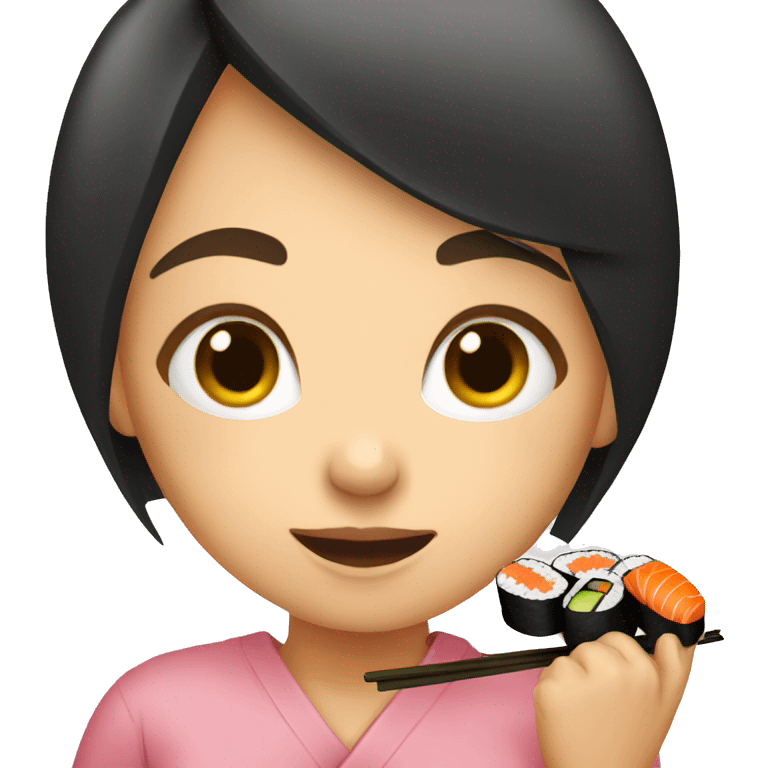 Girl eating sushi emoji