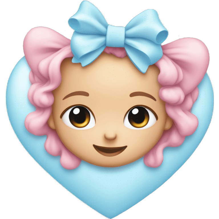 baby pink heart with a baby blue bow around it emoji