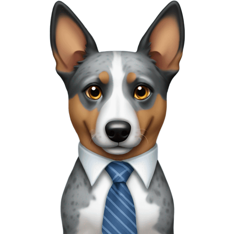 Blue heeler with a long tie emoji