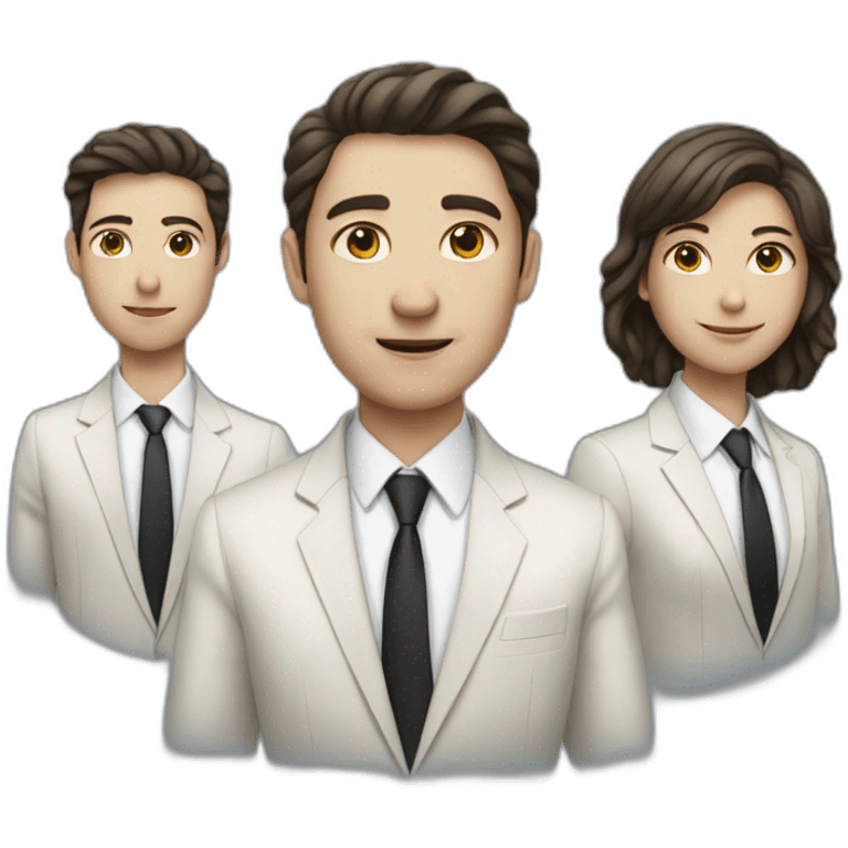 3 people stand in suit white skin emoji