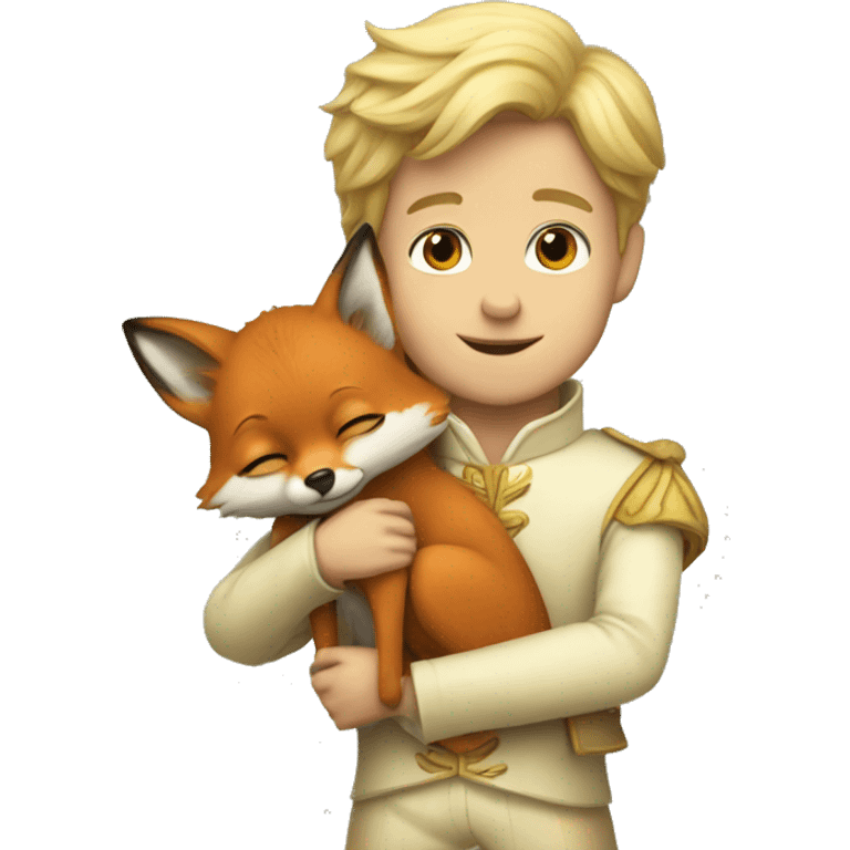 A little prince holds a fox in his arms emoji