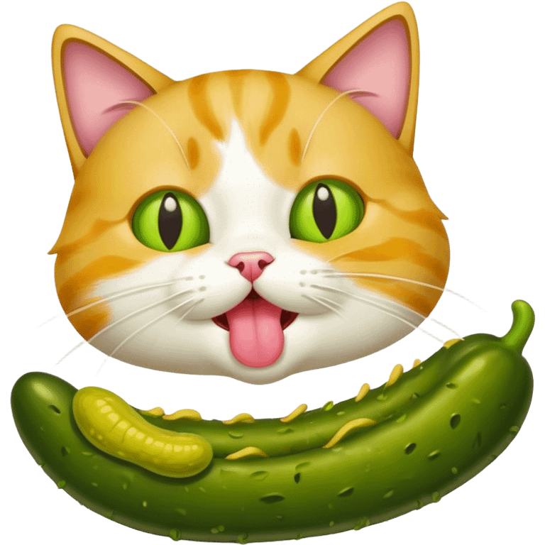 Cat licking a pickle  emoji