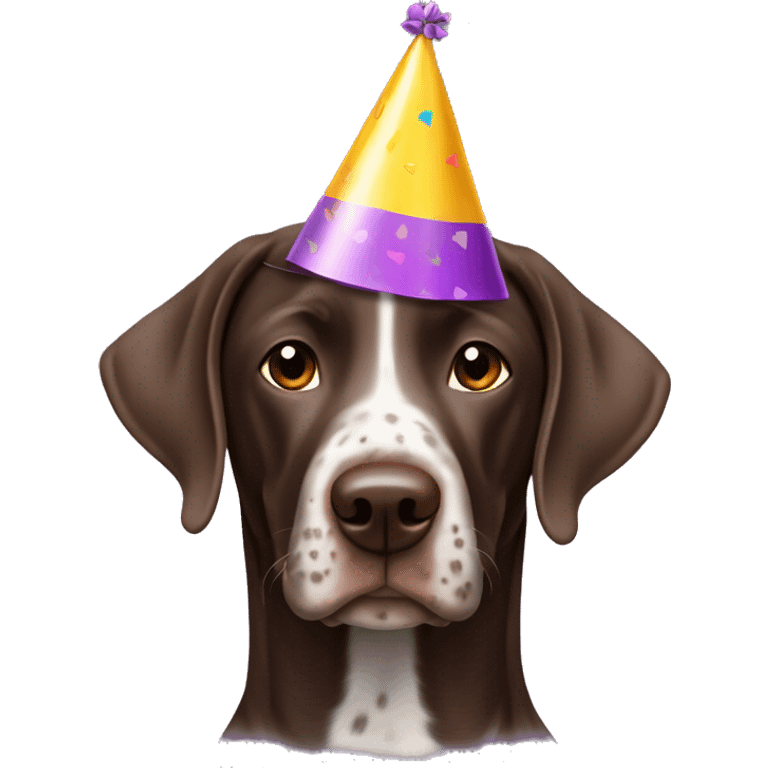 German shorthair with birthday hat emoji