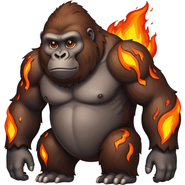 Gorilla with no legs that is made of lava emoji