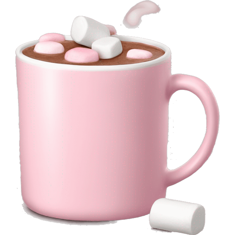 Light Pink mug of hot chocolate with marshmallows  emoji