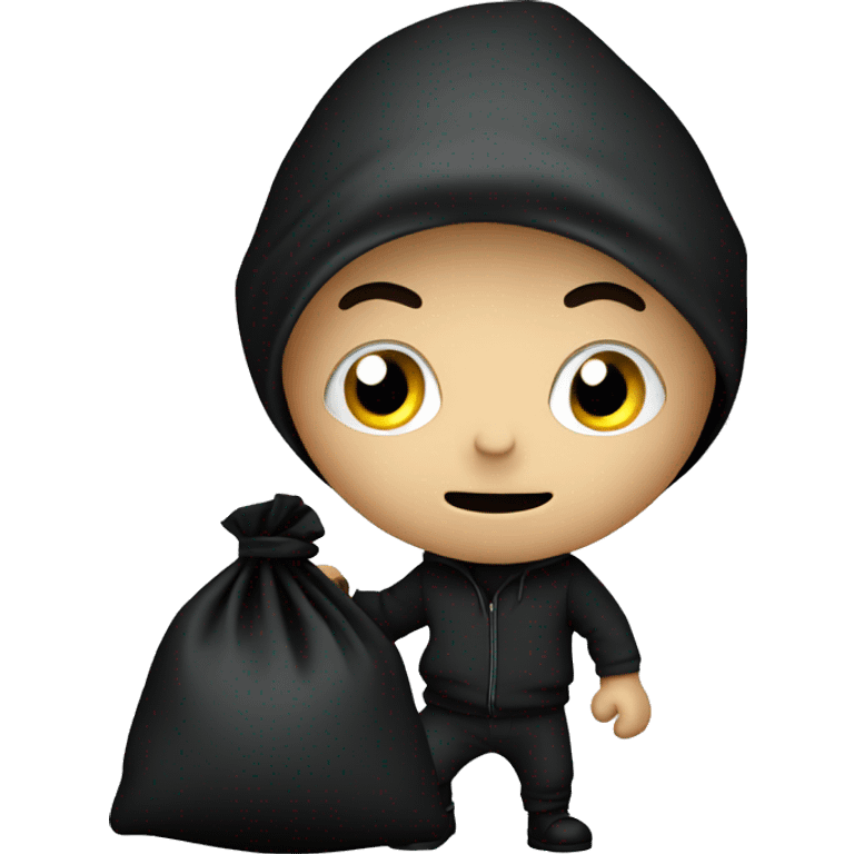 Sneaking burglar with black sack emoji